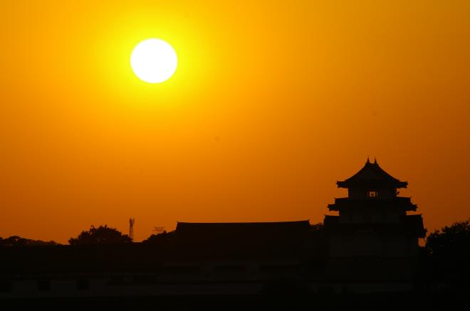 関宿城と夕日③