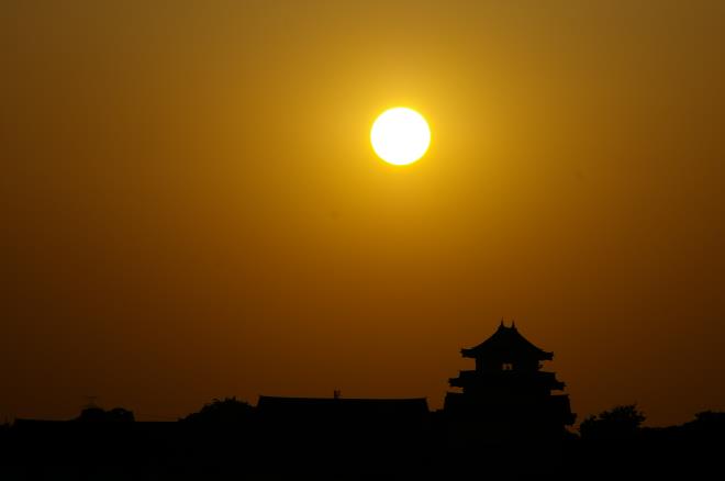 関宿城と夕日②