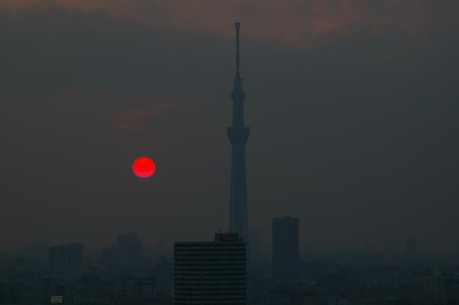 真っ赤な夕日