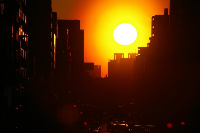 歩道橋からの夕陽②