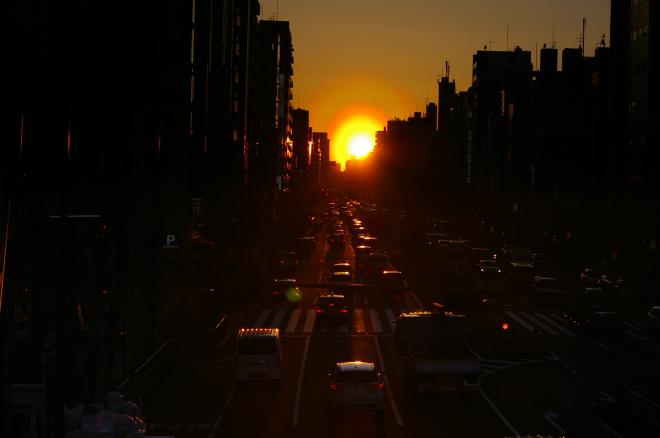 歩道橋からの夕陽④