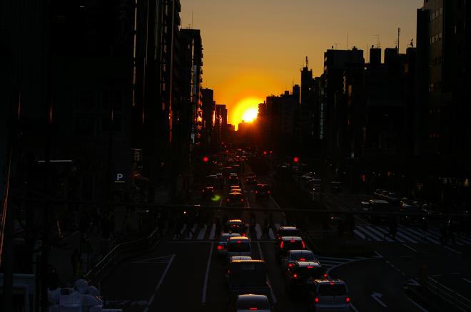 歩道橋からの夕陽⑦