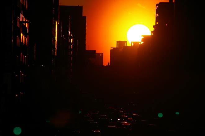 歩道橋からの夕陽⑥