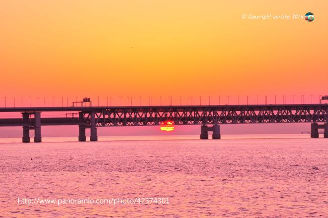 関空連絡橋　夕日