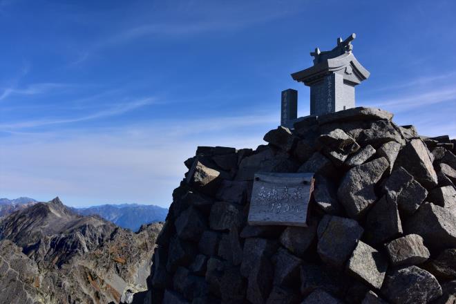 奥穂高岳山頂の穂高神社嶺宮