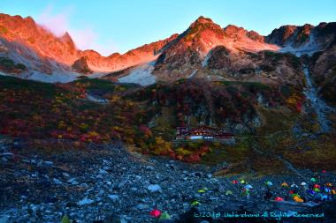 涸沢岳＆北穂高岳のモルゲンロート