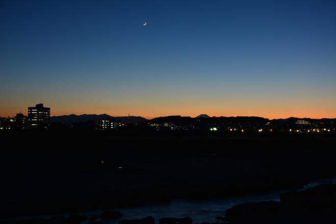 多摩川の夕景